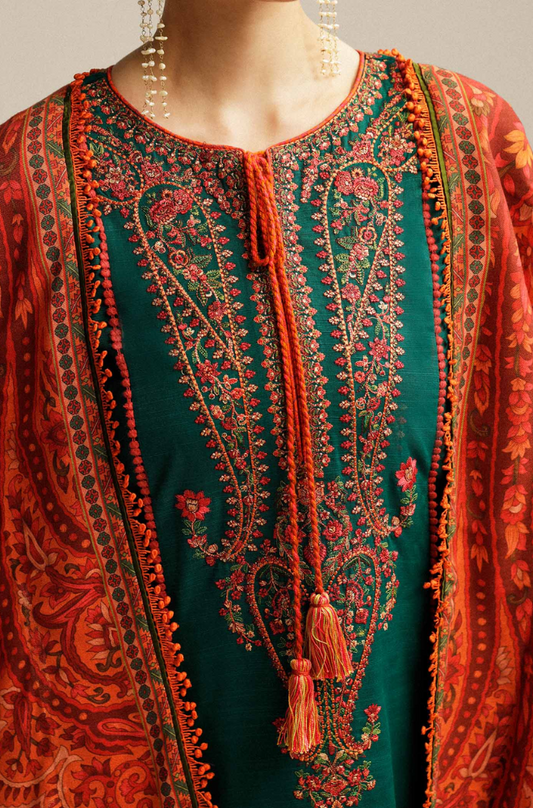 Hussain Rehar - 3PC Lawn Embroidered Suit -UPQZ047
