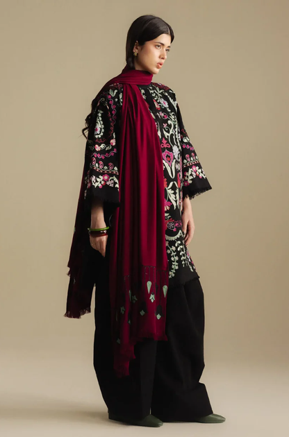 Zara Shahjahan - 3PC Unstitched Dhanak Embroidered Suit - UH283