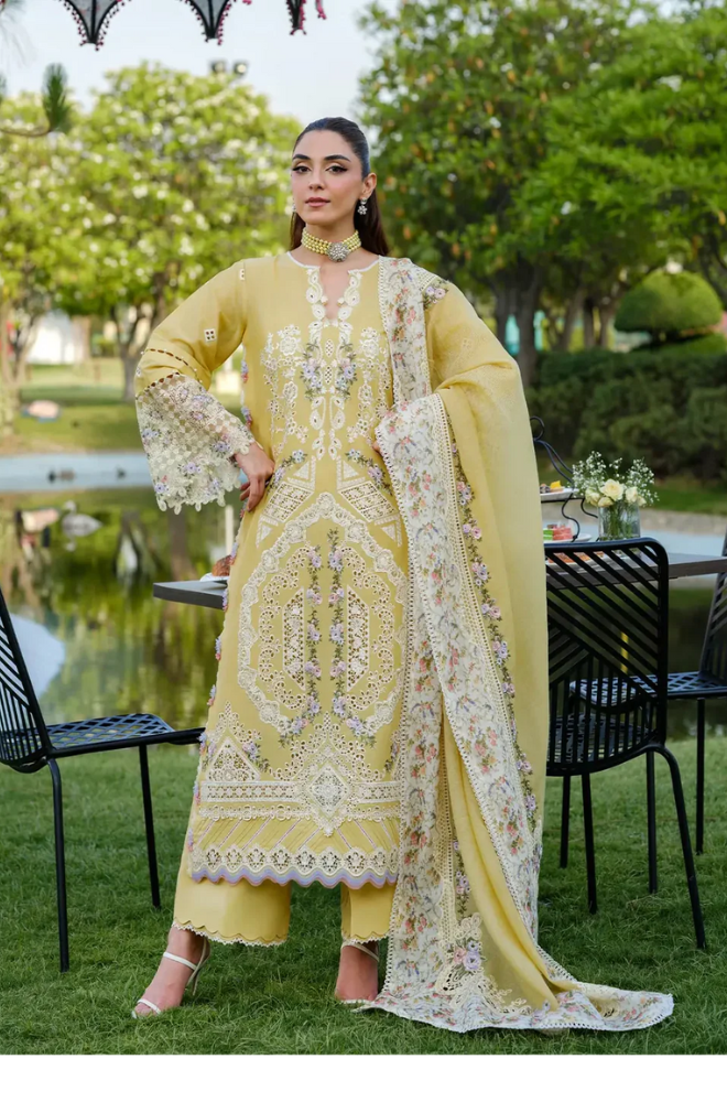 Elaf - 3PC Unstitched Lawn Embroidered Suit - UA253