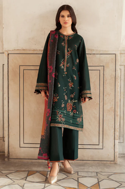 Jazmin - 3PC Unstitched Dhanak Embroidered Suit - UH242