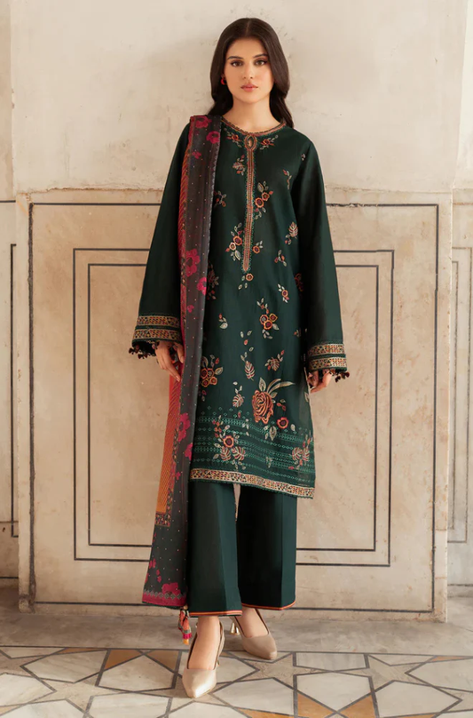 Jazmin - 3PC Unstitched Dhanak Embroidered Suit - UH242