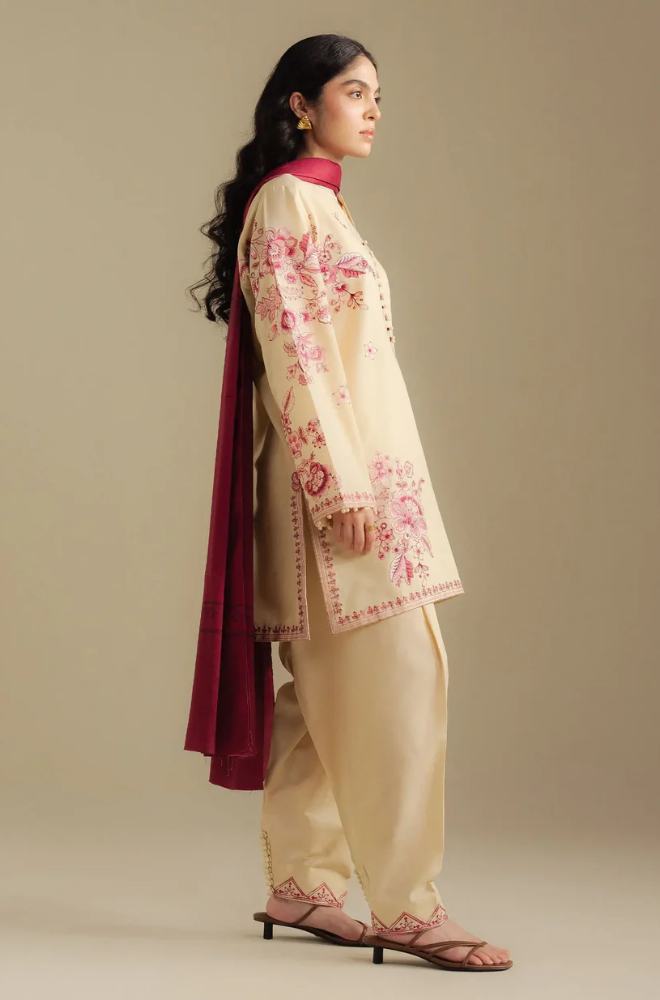 Zara Shahjahan - 3PC Unstitched Dhanak Embroidered Suit - UH277