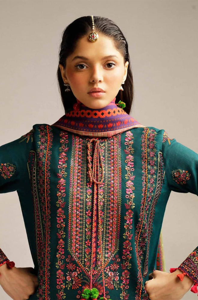 Hussain Rehar - 3PC Dhanak Embroidered Suit (Unstitched) - UH215