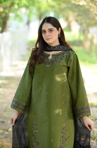 Batik - 3PC Unstitched Lawn Embroidered Suit - UA312