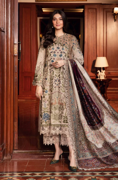 Hussain Rehar - 3PC Unstitched Dhanak Embroidered Suit - UH173