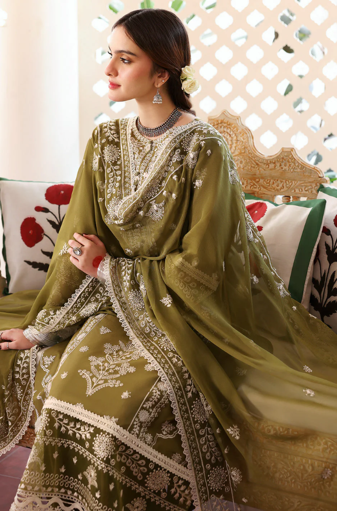Mahnur - 3PC Dhanak Embroidered Suit (Unstitched) - UH194