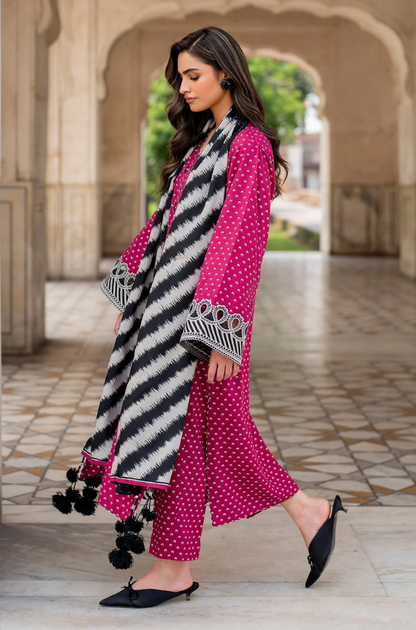 Baroque - 3PC- Lawn Digital Printed Suit(Unstitched) -UH0186