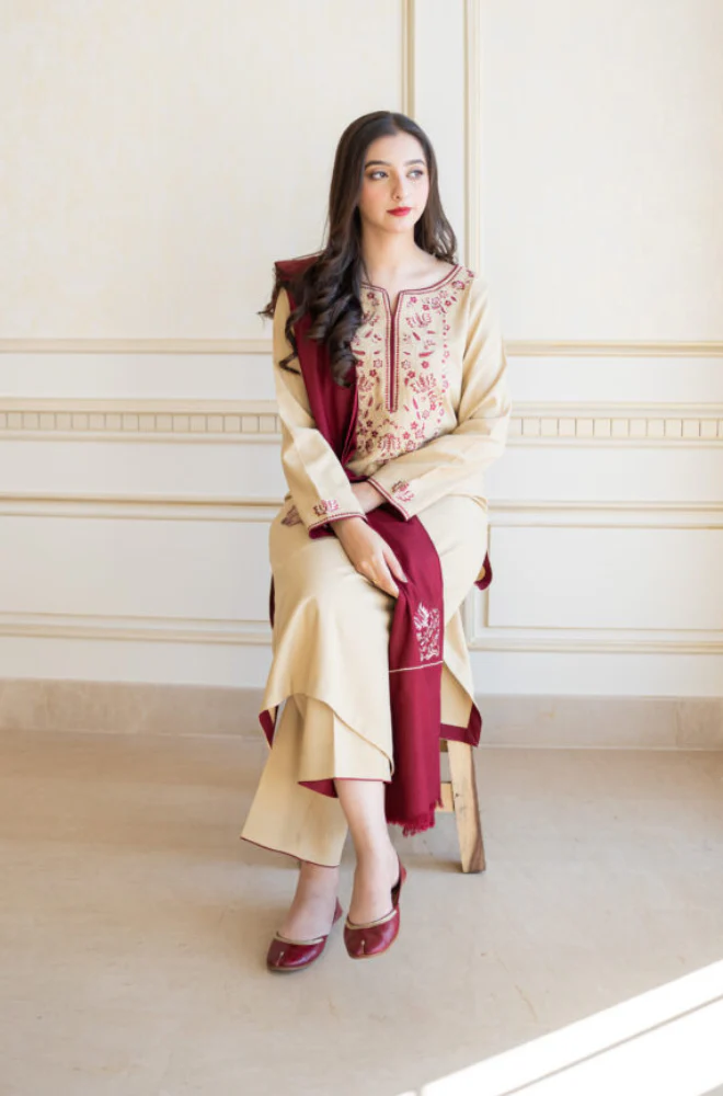 Asling - 3PC Unstitched Dhanak Embroidered Suit - UH158