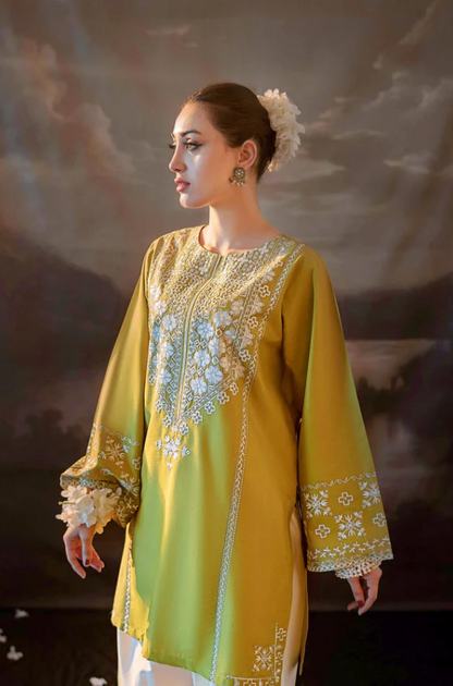 Urge - 2PC Dhanak Embroidered Suit (Unstitched) - US205