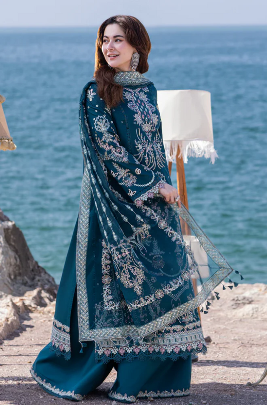 Qalamkar - 3PC Lawn ChickenKari Embroidered Suit (Unstitched) - UPFS092