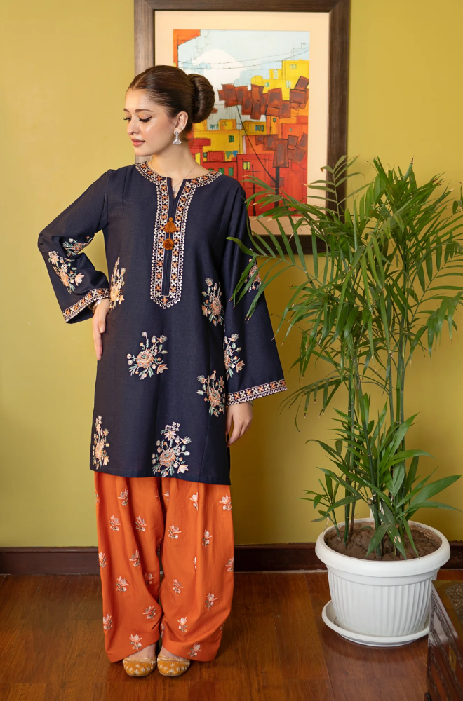 Urge - 2PC Dhanak Embroidered Suit (Unstitched) - UH327