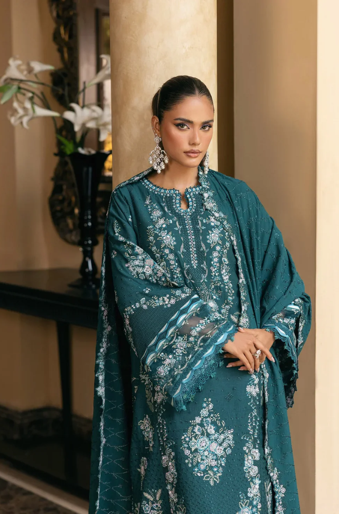 Sapphire - 3PC Unstitched Lawn Embroidered Suit - UA255