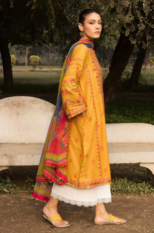 Zara Shahjahan - 3PC Lawn Embroidered Suit (Unstitched) -UPFS087