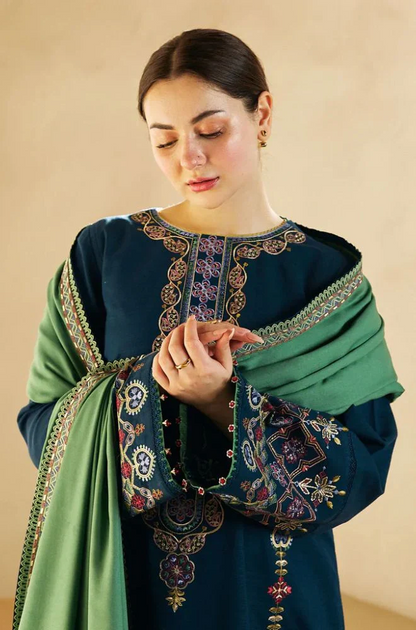 Zara Shahjahan - 3PC Unstitched Dhanak Embroidered Suit - US228