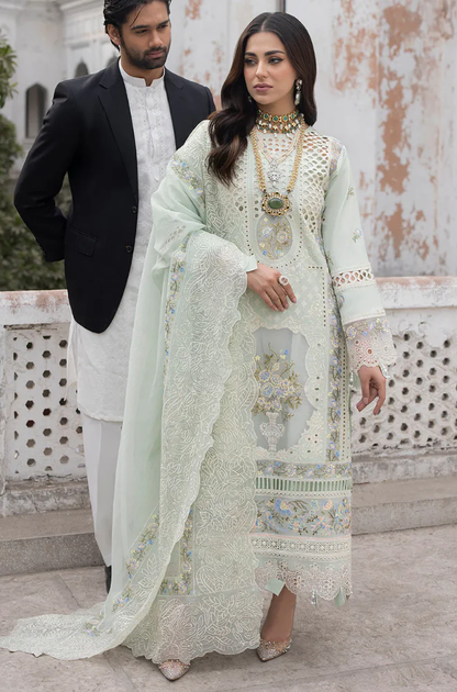 Mahnur - 3PC Unstitched Lawn Chikenkari Embroidered Suit - UA285