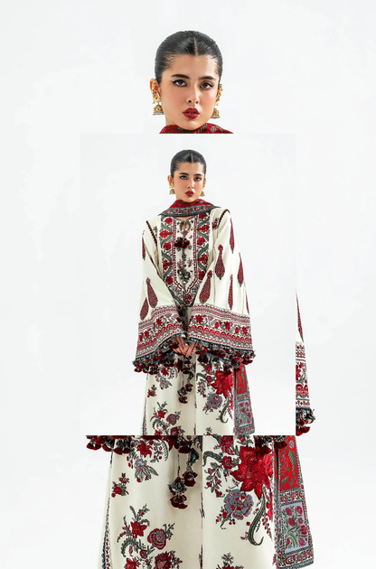 Hussain Rehar - 3PC Unstitched Lawn Embroidered Suit - UA236