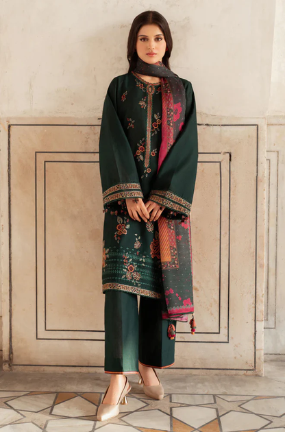 Jazmin - 3PC Unstitched Dhanak Embroidered Suit - UH242