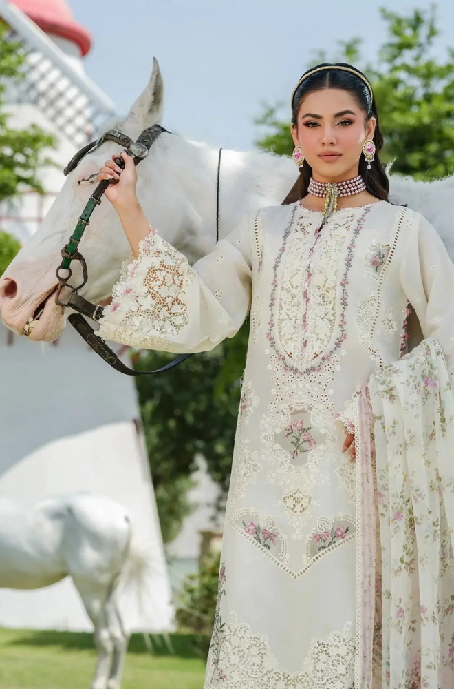 Elaf Premium - 3PC Unstitched Lawn Embroidered Suit - UA269