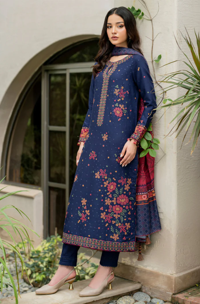 Jazmin - 3PC Dhanak Embroidered Suit (Unstitched) - US196