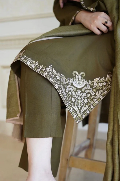 Asling - 3PC Unstitched Dhanak Embroidered Suit - UH162