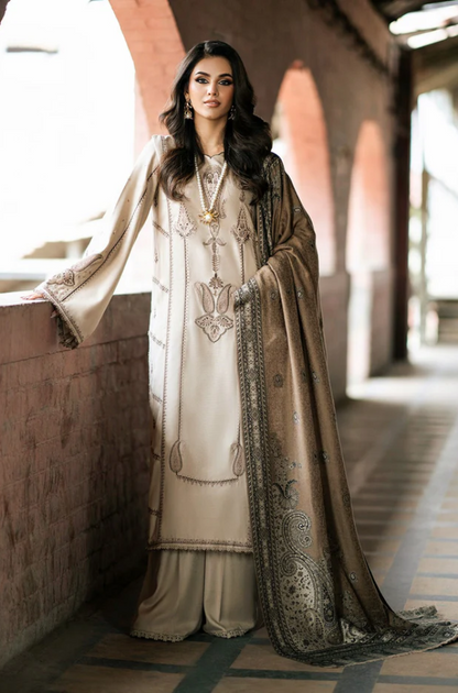 Izel - 3PC Dhanak Embroidered Suit (Unstitched) - US202