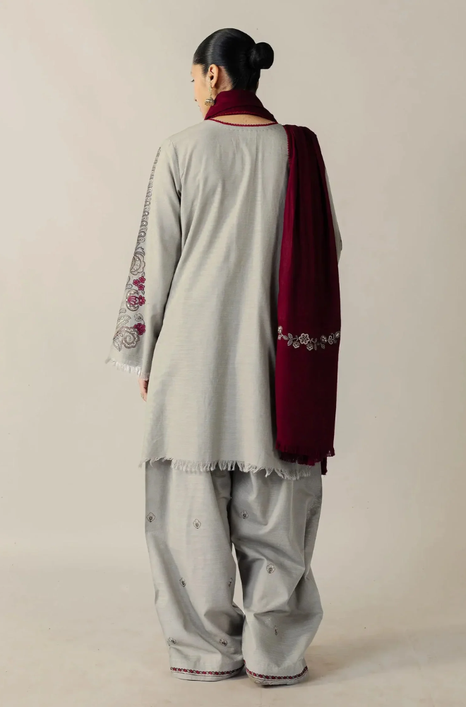 Zara Shahjahan  - 3PC Unstitched Dhanak Embroidered Suit - UH315