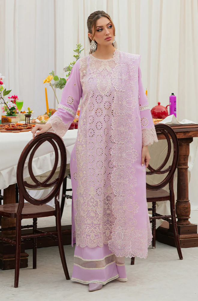 Mahnur - 3PC Unstitched Lawn Embroidered Suit - UA284