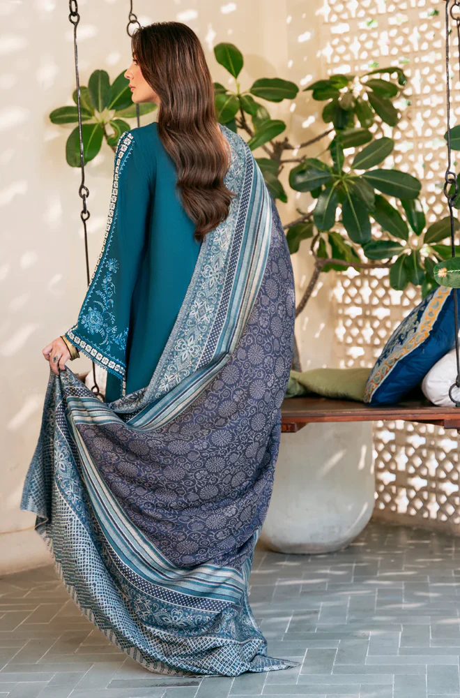 Izel - 3PC Unstitched Dhanak Embroidered Suit - UH324