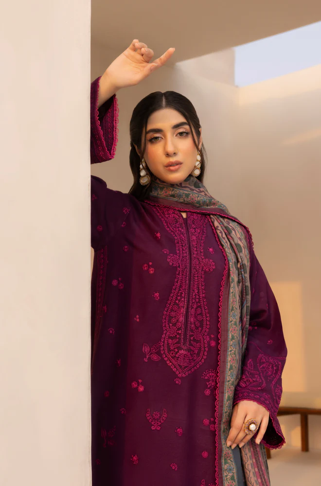 Mohagni - 3PC Dhanak Embroidered Suit (Unstitched) - US195