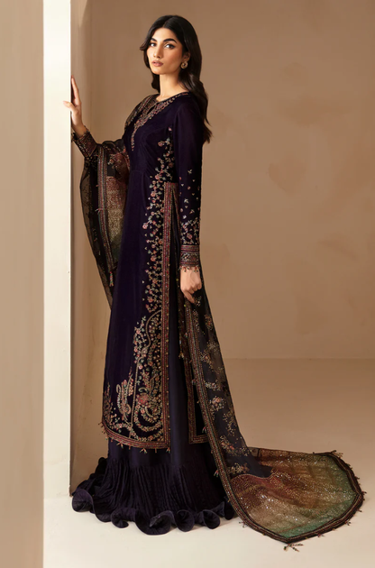 Jazmin - 3PC Velvet Embroidered Suit (Unstitched) - UH256
