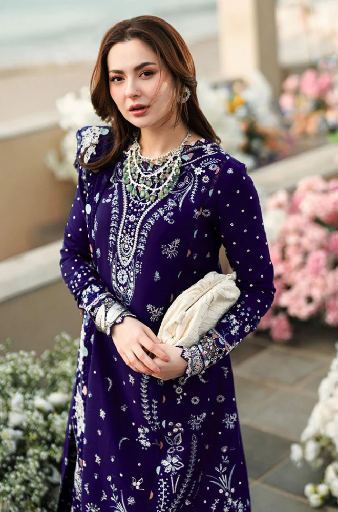 Qalamkar - 3PC Unstitched Dhanak Embroidered Suit - US145