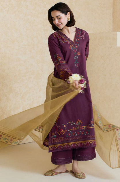 Mishkaa - 3PC Lawn Embroidered Suit (Unstitched) -UPFS073