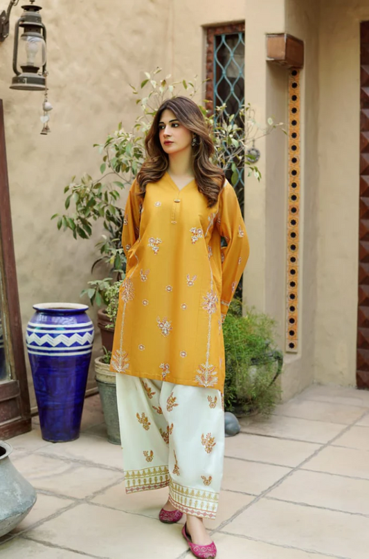 Urge - 2PC Dhanak Embroidered Suit (Unstitched) - US207