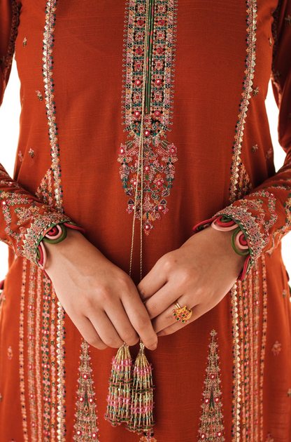 Hussain Rehar - 3PC Unstitched Dhanak Embroidered Suit - US230