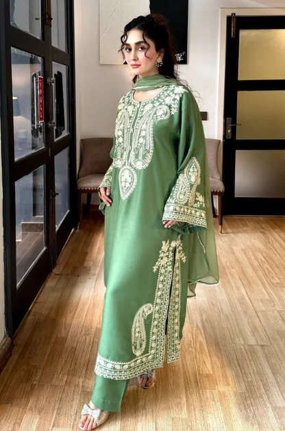 Seran - 3PC Unstitched Lawn Embroidered Suit - UA267