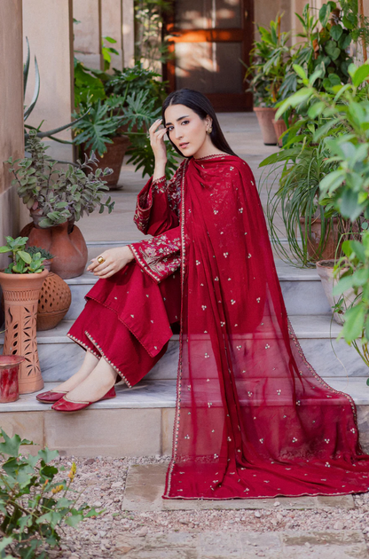 Batik - 3PC Unstitched Lawn Embroidered Suit - UA297
