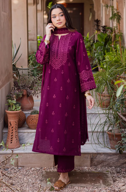 Batik - 3PC Unstitched Lawn Embroidered Suit - UA291