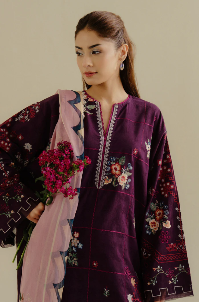 Zara Shahjahan - 3PC Unstitched Dhanak Embroidered Suit - US130