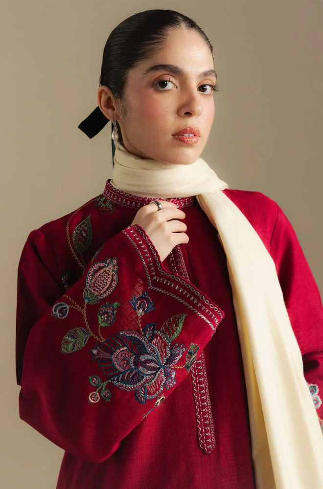 Zara Shahjahan - 3PC Unstitched Dhanak Embroidered Suit - UH279