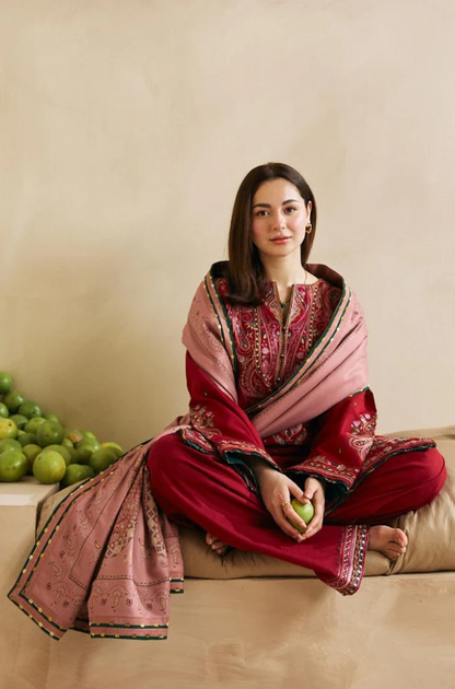 Zara Shahjahan - 3PC Unstitched Dhanak Embroidered Suit - US225