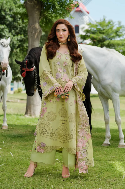 Elaf - 3PC Unstitched Lawn Embroidered Suit - UA249