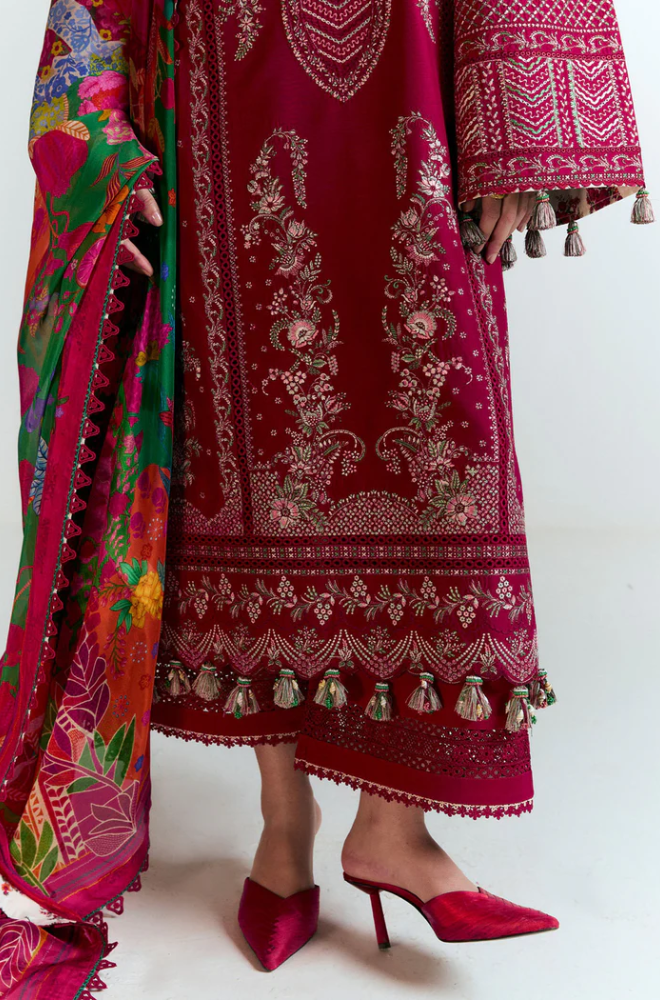Hussain Rehar  - 3PC Unstitched Dhanak Embroidered Suit - US143