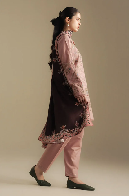 Zara Shahjahan - 3PC Unstitched Dhanak Embroidered Suit - UH281