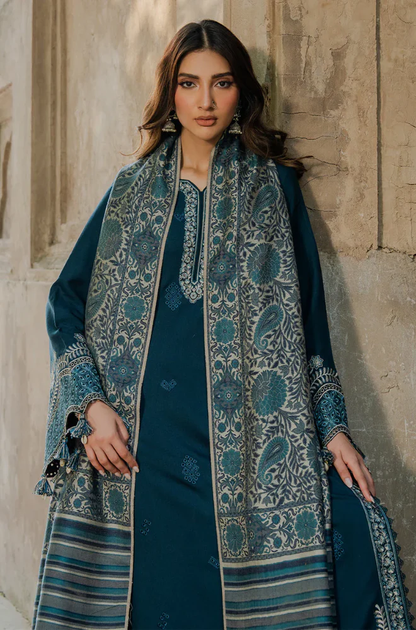 Izel - 3PC Unstitched Dhanak Embroidered Suit - UH322