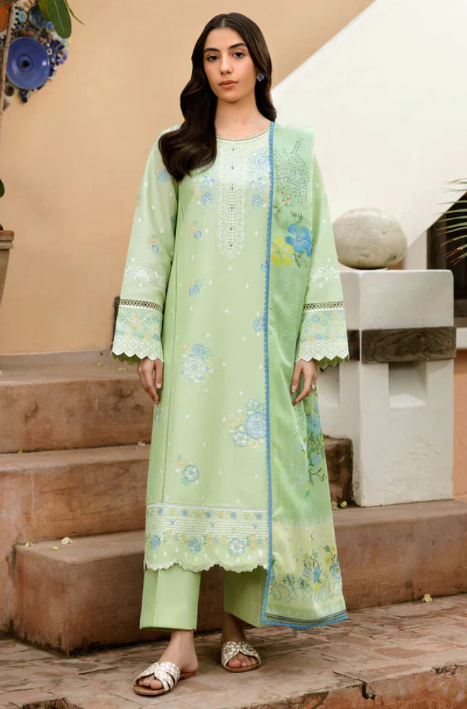 Farasha- 3PC Lawn Embroidered( Unstitched) Suit - UPJ0163