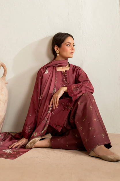 Iznik - 3PC Dhanak Embroidered Suit (Unstitched) - UH212