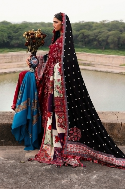 Hussain Rehar - 3PC Unstitched Lawn Embroidered Suit - UA241