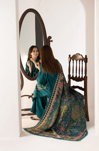 Sobia Nazir - 3PC Dhanak Embroidered Suit (Unstitched) - UH189