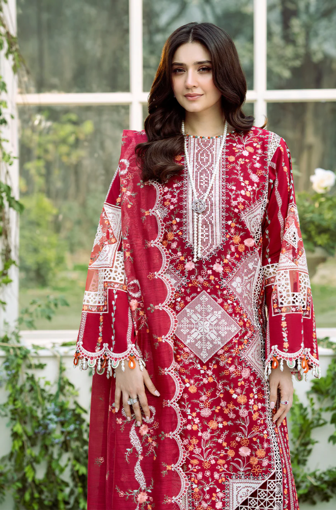 Bin Ilyas - 3PC Unstitched Luxury Dhanak Embroidered Suit - UH288