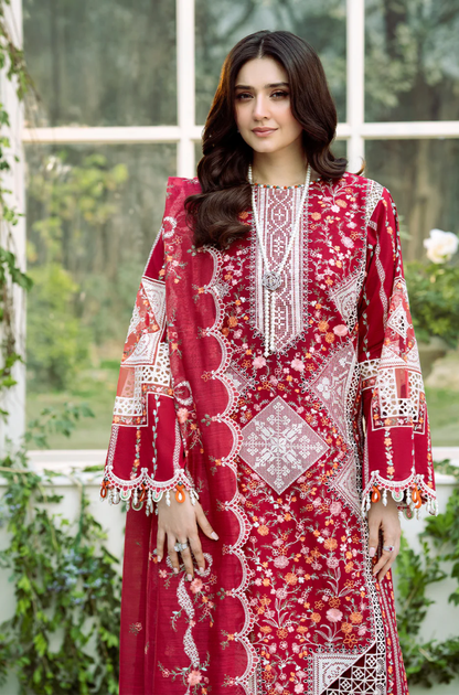 Bin Ilyas - 3PC Unstitched Luxury Dhanak Embroidered Suit - UH288